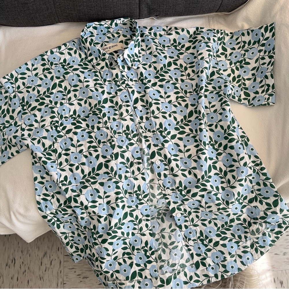SOLD NEW❣️EVE GRAVEL ISIS SHIRT IN FLEURS BLEU - Picture 11 of 12